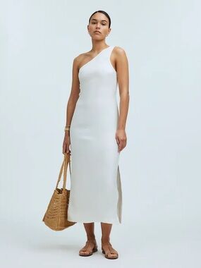 Madewell One-Shoulder Cream Linen Dress NWT